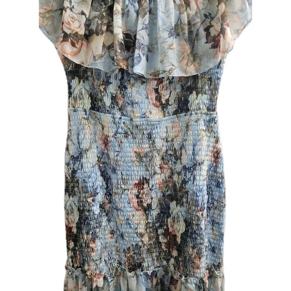 Baltic Born Amalfi Smocked Maxi Dress 1XL Blue Floral Off Shoulder Ruffle NWT - Picture 9 of 9